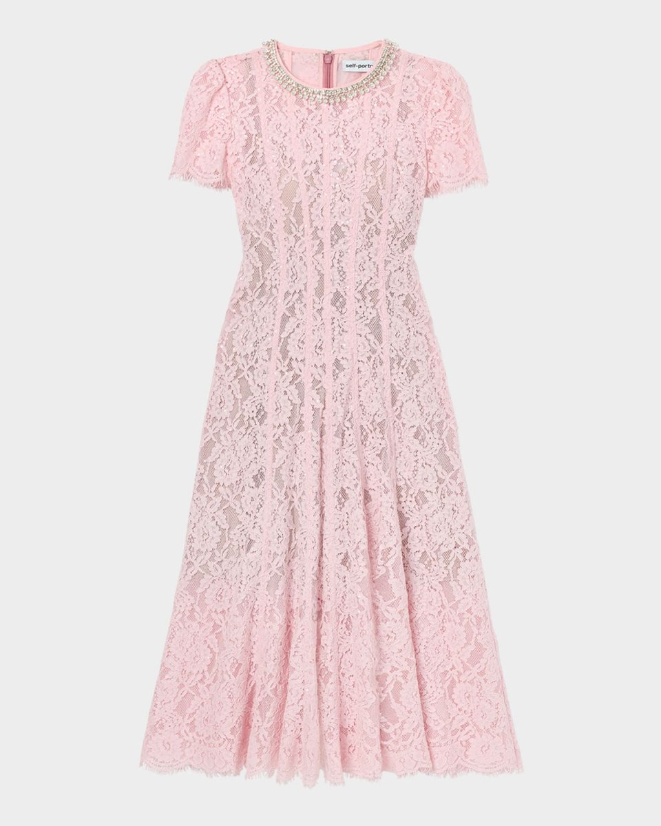 Embellished Lace Midi Dress